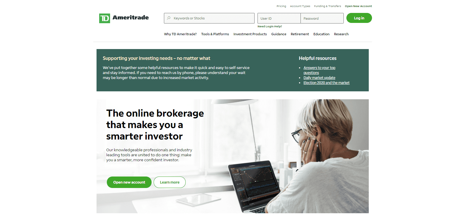 TD Ameritrade Review landing page
